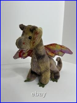 Ty Beanie Baby Scorch Dragon with Rare Errors on Hang Tag and Tush Tag 1998