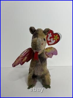Ty Beanie Baby Scorch Dragon with Rare Errors on Hang Tag and Tush Tag 1998