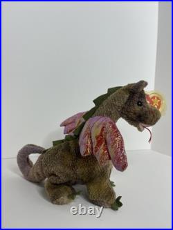 Ty Beanie Baby Scorch Dragon with Rare Errors on Hang Tag and Tush Tag 1998