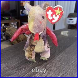 Ty Beanie Baby Scorch The Dragon 1998, Rare, Tag Errors, Red star/Chinese stamp