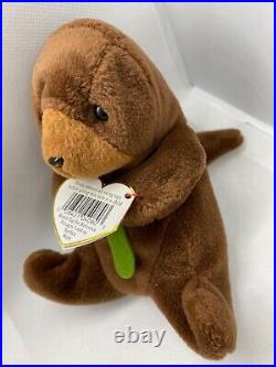 Ty Beanie Baby Seaweed The Otter With Tag Errors Style 4080 RARE PVC 1995/96