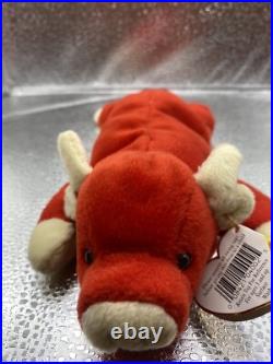 Ty Beanie Baby Snort the Bull 1995 With 4002 Tag Error (RARE)