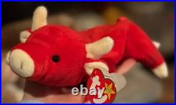 Ty Beanie Baby Snort the Bull 1995 With Tag Error (RARE)