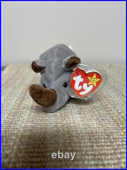 Ty Beanie Baby Spike The Rhinoceros Hang Tag Ultra Rare w Errors & P. V. C Pellets
