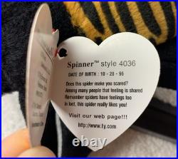 Ty Beanie Baby Spinner The Spider Toy Rare Mint Condition Tag Errors 1996