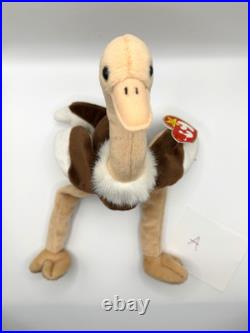 Ty Beanie Baby Stretch The Ostrich 1997 RETIRED with TAG ERRORS & RED SRING RARE