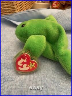 Ty Beanie Baby Style 4020 RARE 1993 LEGS Frog Retired Errors PVC Pellets