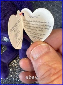 Ty Beanie Baby TEDDY PRINCESS Bear, POYESTER & PVC RARE