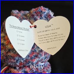 Ty Beanie Baby USA Bear 2000 Proud To Be American. Tag Errors Rare, Retired
