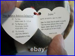 Ty Beanie Baby Ultra Rare Jake With Tag Errors April 16,1997