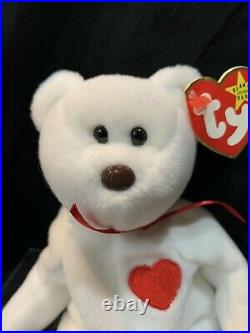 Ty Beanie Baby Valentino Bear Mint! P. V. C PELLETS Retired Brown Nose, Rare