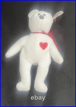 Ty Beanie Baby Valentino Bear With Rare Brown Nose