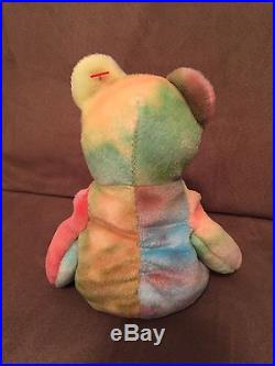 Ty Beanie Baby Very Rare PEACE BEAR orig. Rainbow Colors With Tag Errors