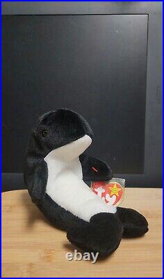 Ty Beanie Baby Waves the Whale 1996 MINT Condition! Rare Tag ERROR