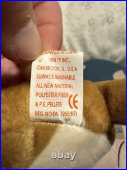 Ty Beanie Baby Whisper Fawn 1997 5th Generation Hang Tag RARE Misprint -Claude