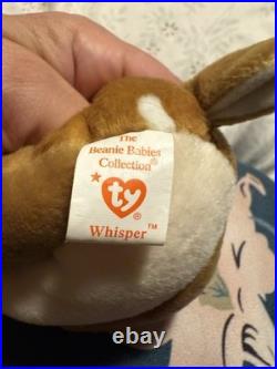 Ty Beanie Baby Whisper Fawn 1997 5th Generation Hang Tag RARE Misprint -Claude