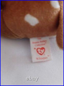 Ty Beanie Baby Whisper RARE RETIRED 1997 Pe Pellets TAG ERROR