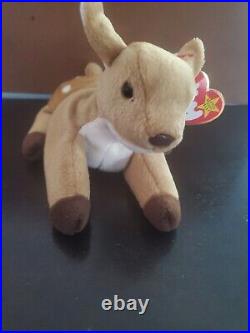 Ty Beanie Baby Whisper the Deer WITH ERRORS 1997/1998- (Rare Retired)