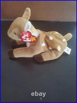 Ty Beanie Baby Whisper the Deer WITH ERRORS 1997/1998- (Rare Retired)