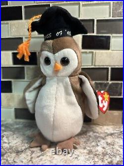 Ty Beanie Baby Wise the Owl Class of'07 1998 Retired Vintage Rare with Errors