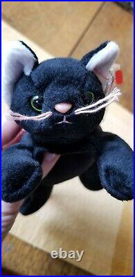 Ty Beanie Baby (extremely Rare) Zip The Cat/all Black Retired 1996 3rd/1st Gen