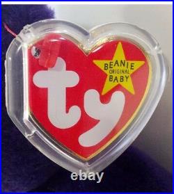 Ty Beanie BabyPRINCESS (Diana) Bear RARE 1st EDITION! 1997 PVC Pellets! MINT