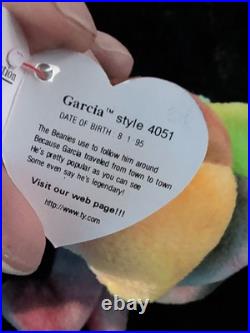 Ty Beanie Bear Garcia 1993 Multicolor RARE, ER ON SPELLING IN TAG