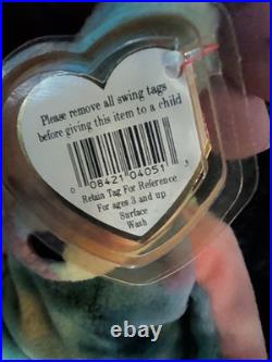Ty Beanie Bear Garcia 1993 Multicolor RARE, ER ON SPELLING IN TAG