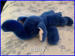 Ty Beanie Buddy Dark Royal Blue Peanut the Elephant 1998 Rare 302/ 2000