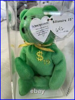 Ty Billionaire Bear 15 Authenticated Ty Warner SIGNED Beanie Baby MWMT MQ RARE