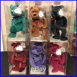 Ty EXTREMELY RARE UK NF Teddy Bear Set Of 6 2nd/1st Gen Beanie Baby MWMT MQ