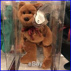 Ty EXTREMELY RARE UK NF Teddy Bear Set Of 6 2nd/1st Gen Beanie Baby MWMT MQ