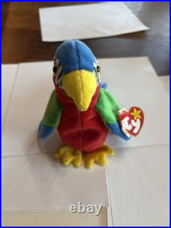 Ty Jabber Parrot Beanie Baby 1997-98 VERY RARE Swing/Tush Tag ERROR Vintage Mint