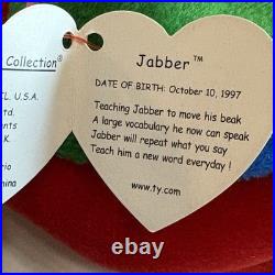 Ty Jabber Parrot Beanie Baby 1997-98 VERY RARE Swing/Tush Tag ERROR Vintage Mint