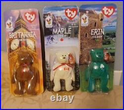 Ty MCDONALD RARE TEENIE BEANIE BABIES TRIO-BRITANNIA-MAPLE-ERIN 1997 RETIRED