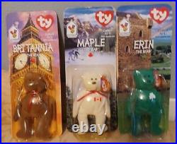 Ty MCDONALD RARE TEENIE BEANIE BABIES TRIO-BRITANNIA-MAPLE-ERIN 1997 RETIRED