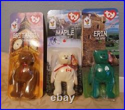 Ty MCDONALD RARE TEENIE BEANIE BABIES TRIO-BRITANNIA-MAPLE-ERIN 1997 RETIRED