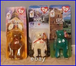 Ty MCDONALD RARE TEENIE BEANIE BABIES TRIO-BRITANNIA-MAPLE-ERIN 1997 RETIRED