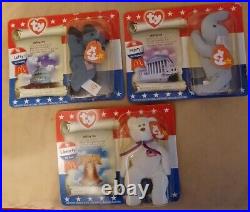 Ty MCDONALD RARE TEENIE BEANIE BABIES TRIO-LIBEARTY-LEFTY-RIGHTY 1996