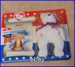 Ty MCDONALD RARE TEENIE BEANIE BABIES TRIO-LIBEARTY-LEFTY-RIGHTY 1996