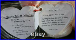Ty Original Beanie Babies Nibbler Rabbit 1999 PE Pellets Mint Rare with Errors F/S
