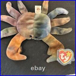 Ty Original CLAUDE the CRAB Beanie Baby Errors, PVC, Rare, Poem Error, Vintage