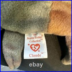 Ty Original CLAUDE the CRAB Beanie Baby Errors, PVC, Rare, Poem Error, Vintage