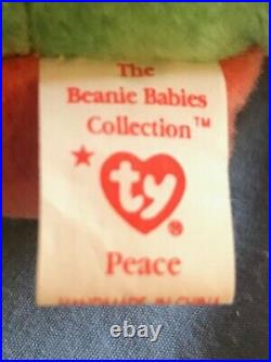 Ty Peace Bear Beanie Baby 1996 Rare With Errors! Unbelievable! 1965kr Nwt