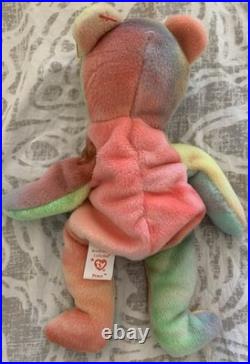 Ty Peace Bear Beanie Baby PVC Pellets, Tag Errors (No UK, Comma), Rare Tie-Dye Ty Peace Bear Beanie Baby PVC Pellets, Tag Errors (No UK, Comma), Rare Tie-Dye