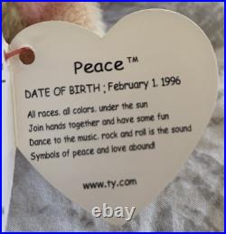 Ty Peace Bear Beanie Baby PVC Pellets, Tag Errors (No UK, Comma), Rare Tie-Dye Ty Peace Bear Beanie Baby PVC Pellets, Tag Errors (No UK, Comma), Rare Tie-Dye