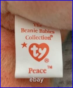 Ty Peace Bear Beanie Baby PVC Pellets, Tag Errors (No UK, Comma), Rare Tie-Dye Ty Peace Bear Beanie Baby PVC Pellets, Tag Errors (No UK, Comma), Rare Tie-Dye