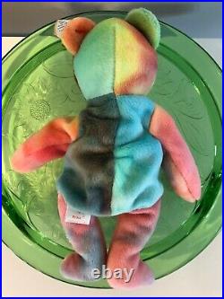 Ty Peace Bear Beanie Baby Retired RARE ERRORS 1996 Korean Market Tie-Dye MINT