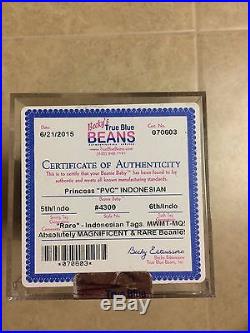 Ty Princess Diana purple Bear Indonesia PVC AUTHENTICATED Rare MWMT True Beans