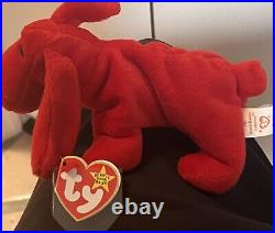 Ty RARE BEANIE BABY ROVER THE RED DOG 1996 RETIRED WITH PVC PELLETS TAG ERRORS